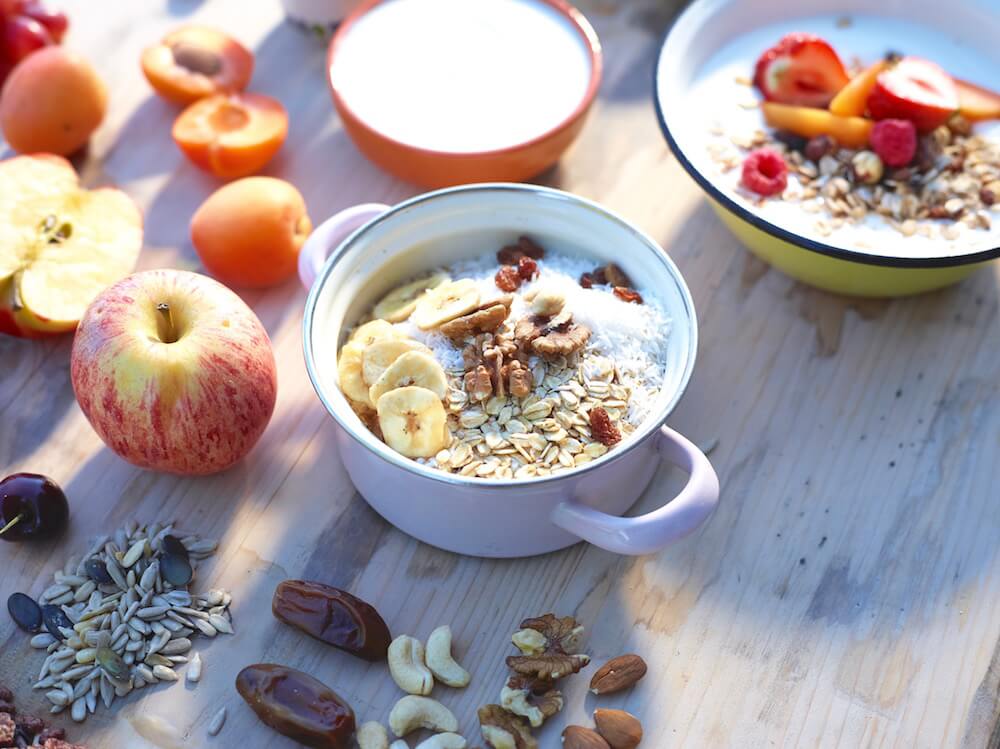 Healthy breakfast with nuts